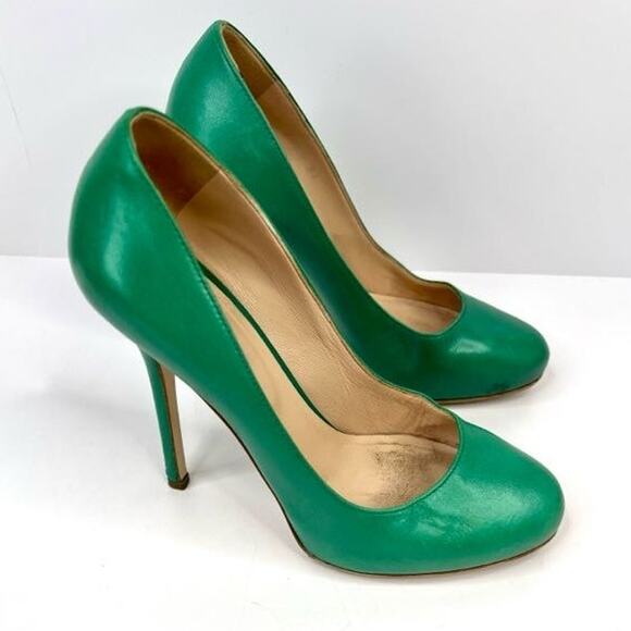 SERGIO ROSSI Green Leather 4 Inch Heel Shoes Size 5.5 (EU 36) - Picture 14 of 14